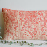 String of Hearts Cotton Cushion - Plant Dyed & Block Printed By Hand