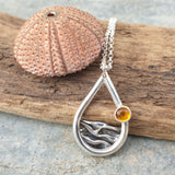 Silver Coastal Pendant with Amber