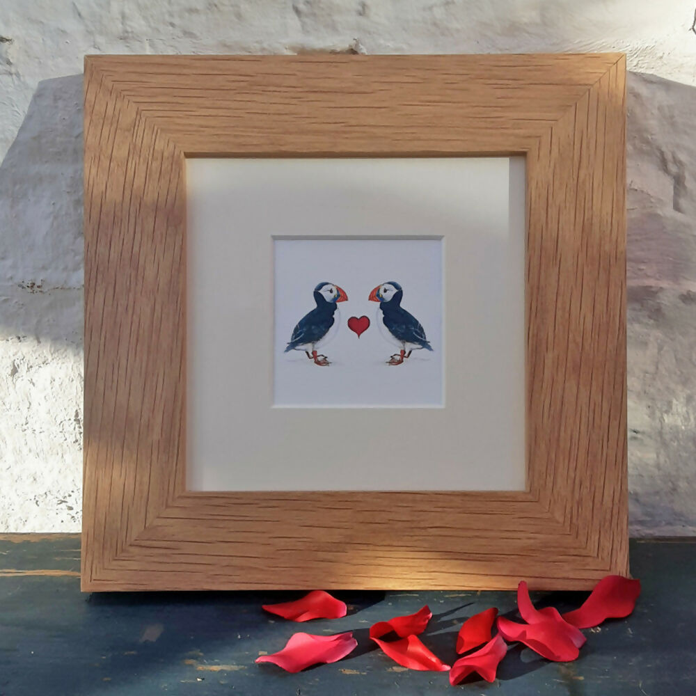 Puffins in Love - Framed Print