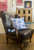 Blue Urn Cushion Cover - Linocut Print