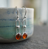 Amber and Silver Dangle Earrings