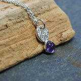 Flower Amethyst Silver Pendant Necklace