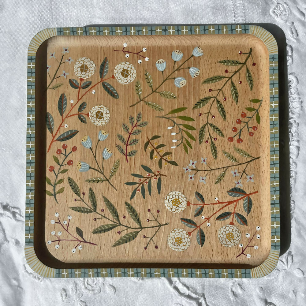 Flower - Hand Painted Wooden Tray