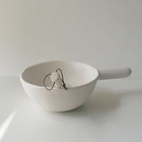 Handmade Salt Dish with Handle and Spoon - Warm White Satin Glaze