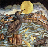 time to stare at golden moon tho dancing fish were there to catch