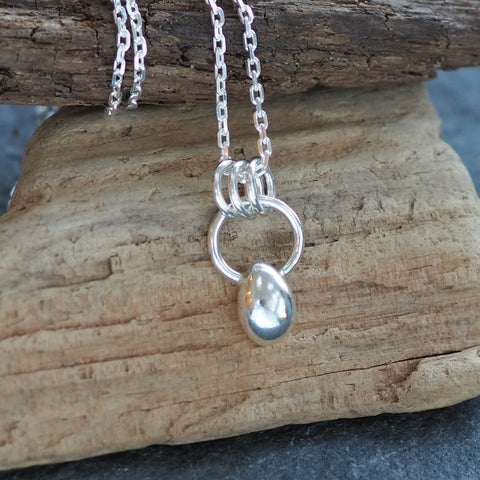Solid Silver Teardrop Pendant Necklace