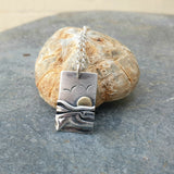 Rectangular Sterling Silver Beach Coastal Pendant