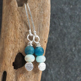 Blue Bead Silver Drop Earrings
