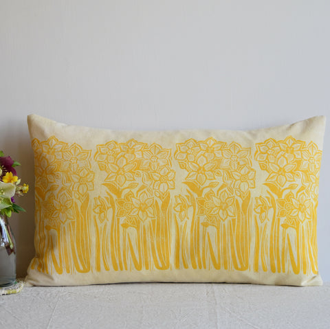 Paperwhites Cotton Cushion - Plant Dyed & Block Printed By Hand
