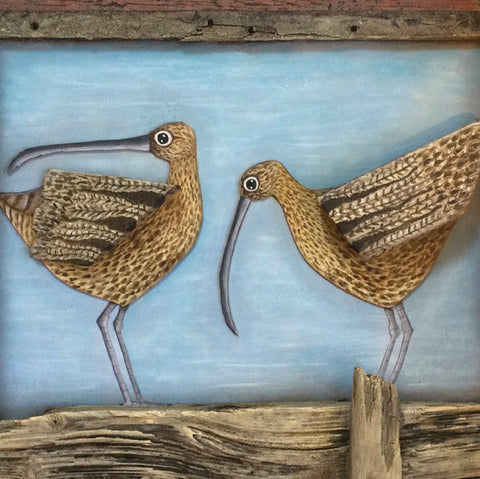 Claire Brierley, Curlews On The Shoreline, Fine Art Greeting Card