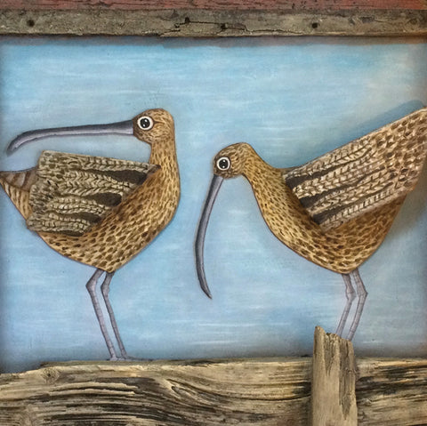 Claire Brierley, Curlews On The Shoreline, Fine Art Greeting Card