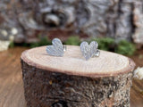 Silver Tree Bark Heart Stud Earrings by Curious Magpie Jewellery 4
