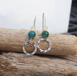 Green Moss and Jade Hoop Earrings