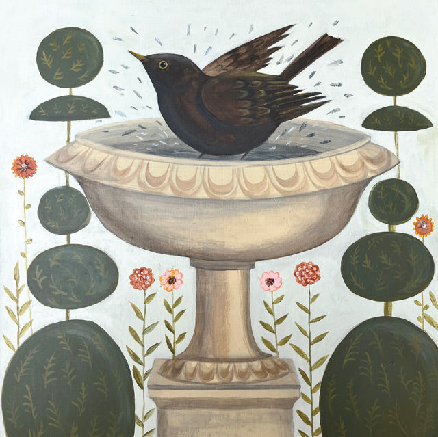 Catriona Hall, Bird Bath Bonanza, Blank Art Card