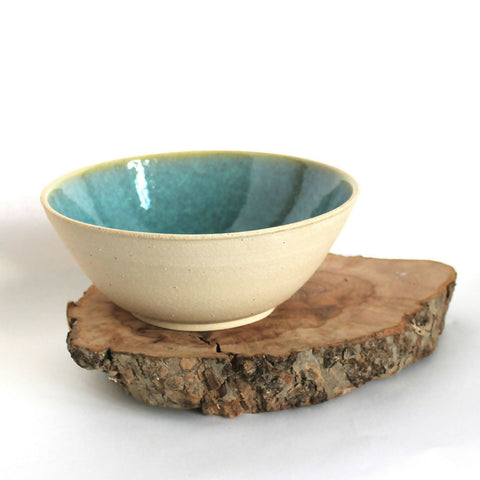 Aqua Glazed Bowl - Flecked Stoneware