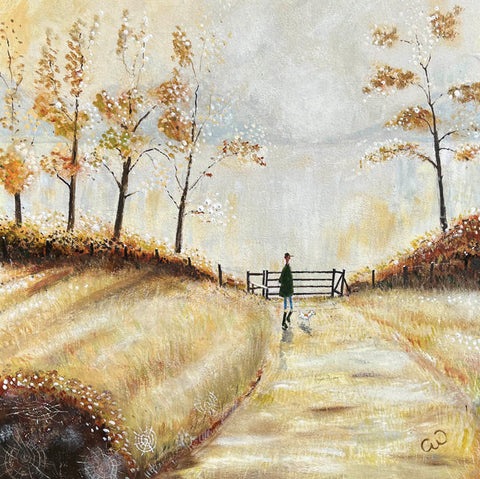 Chris Williamson, Frosty Morning Walk, Fine Art Greeting Card