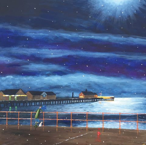 Chris Williamson, The Pier at Night, Blank Art Card