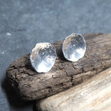 Large Sterling Silver Hammered Stud Earrings