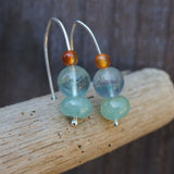Fluorite, amazonite and carnelian earrings