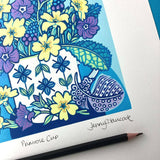 Primrose Cup - Linocut Print