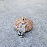 Rectangular Silver Coastal Pendant With Brass Sun
