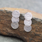 Triple Disc Silver Stud Earrings