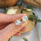 Silver Blossom Flower Stud Earrings by Curious Magpie Jewellery