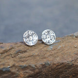 Small Textured Silver Disc Stud Earrings