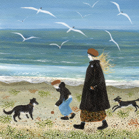 Dee Nickerson, Beach Walk, Blank Art Card