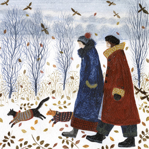 Dee Nickerson, Bounding Forth In A Fabulous Winter Coat, Fine Art Greeting Card