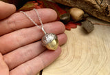 Chunky Silver & Brass Acorn Necklace by Curious Magpie 5 copy