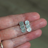 Triple Disc Silver Stud Earrings