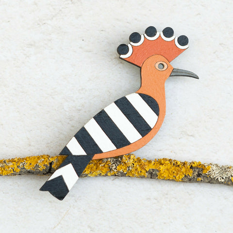 Hoopoe - Hand Painted Brooch