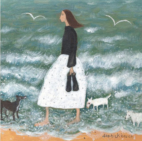 Dee Nickerson, Three Dogs, Fine Art Blank Greeting Card