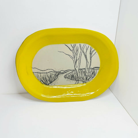 Waveney Valley Willow Ceramic Plate - Yellow