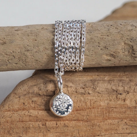 Silver Flower Pebble Pendant