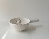 Handmade Salt Dish with Handle and Spoon - Warm White Satin Glaze
