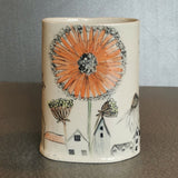 Flower Village Vase / Utensil Holder - Handmade Ceramic