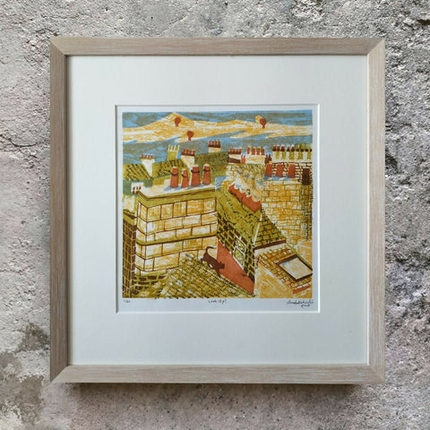Look Up! - Linocut and Collagraph Print