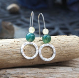 Green Moss and Jade Hoop Earrings