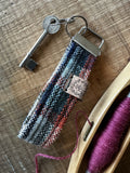 Orange and Blue Plaid - Handwoven British Wool Key Fob