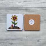 Sunflower coaster front reverse 1024