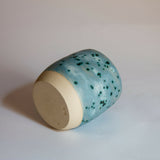 Beaker, Budvase, Pen Pot - Ceramic in matt blue grey, metallic spots with blue halo