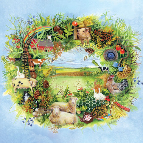 EB Watts, Farmland Wreath,  Blank Art Card