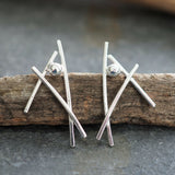Sculptural Silver Stud Earrings, One of a Kind