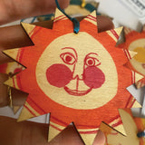 Happy Sun - Hand Painted Wooden Decoration