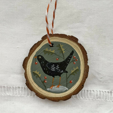 Blackbird - Hand Painted Hanging Decoration