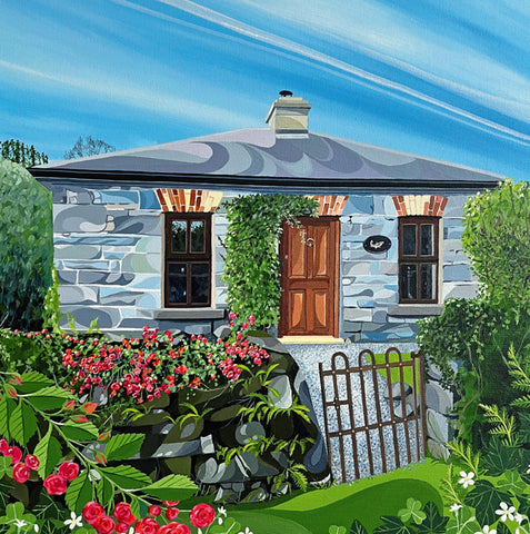 A fine art greeting card by painter Faye Baines of a cosy home