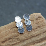 Triple Disc Silver Stud Earrings