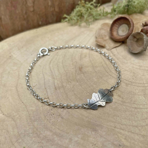 Silver Oak Leaf Bracelet - Handmade in Sterling Silver